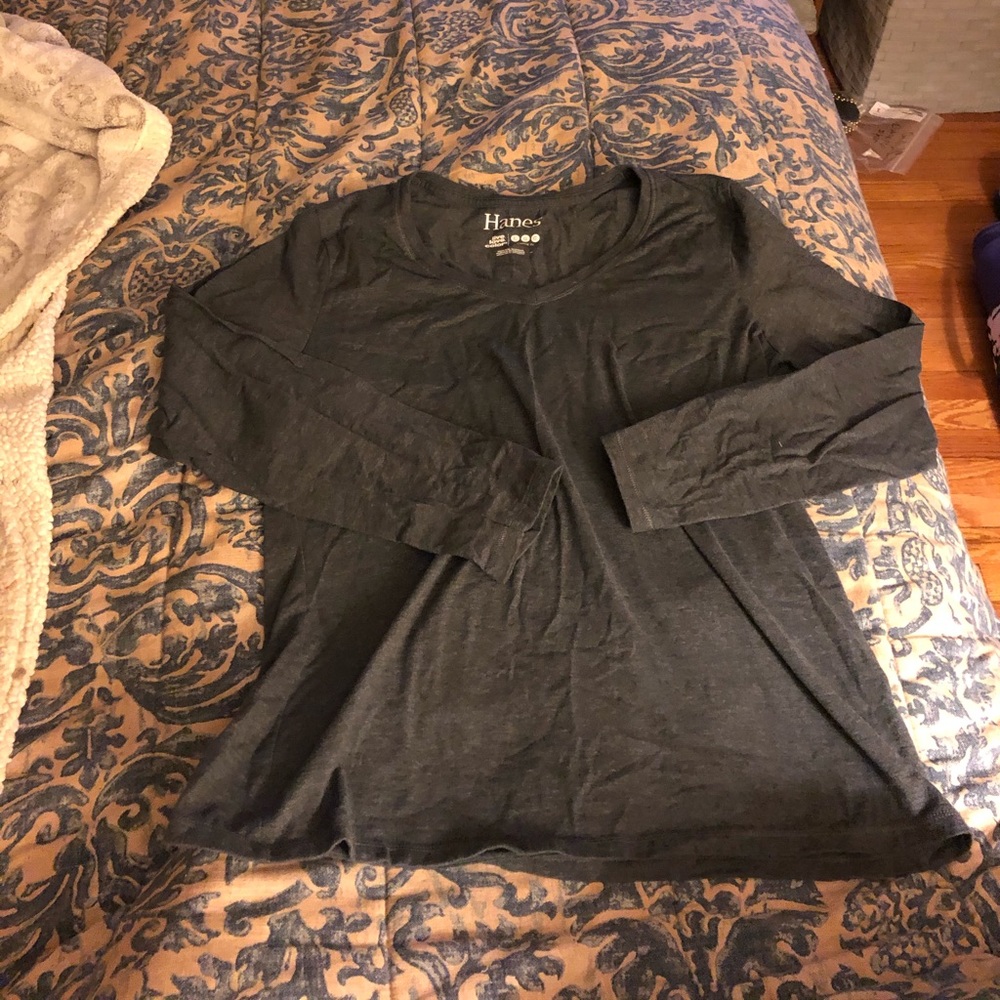 Grey Hanes Long Sleeve T